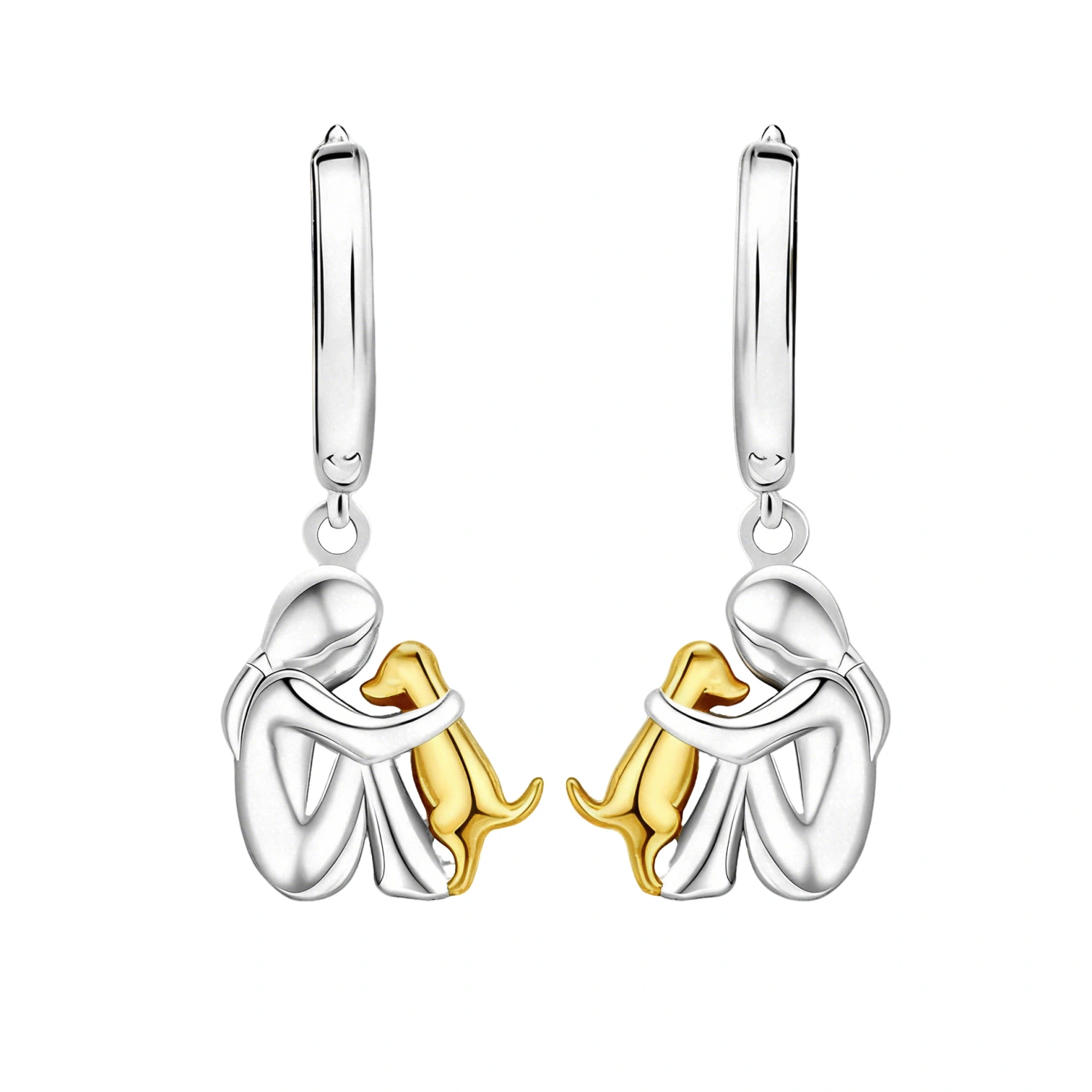 Girl And Kitten Hugging Ear Clips