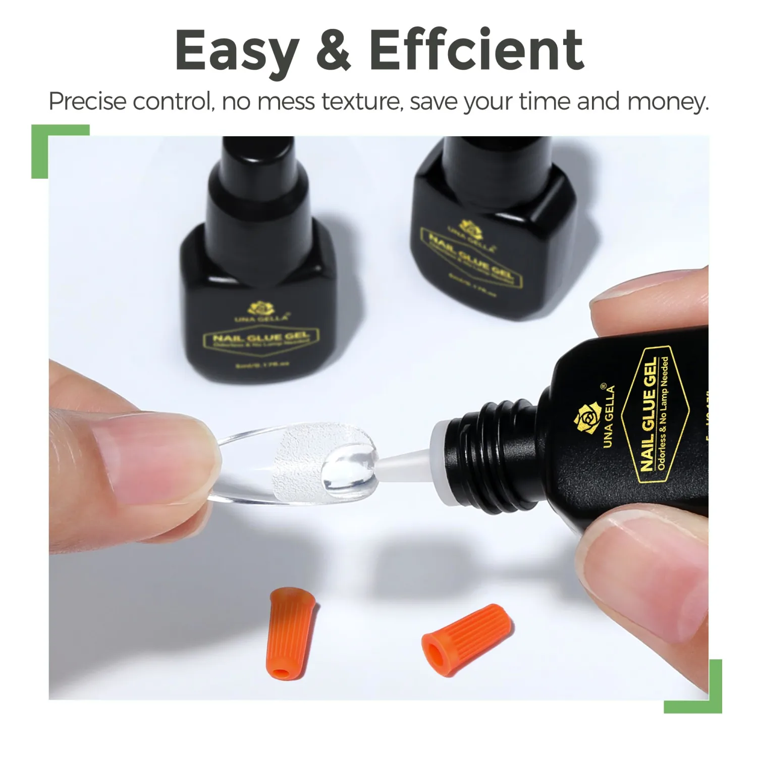 UNA GELLA Gel Nail Glue for Press Ons: 10s Fast Dry No U V Lamp Needed Glue Gel, 3pcs*5ml Upgrade Super Strong Nail Adhesive for Press on Nails, Nail Tips&Acrylic Nails-Maximum Strength, Long-lasting