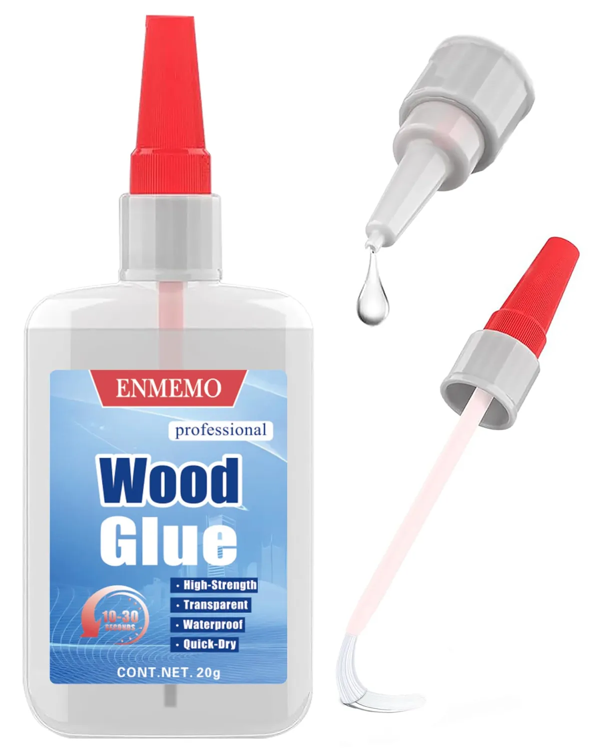 (2-in-1) Thick Wood Glue with Brush Applicator & Nozzle,Instant Glue Bonding Between Woods,Wood and Other Materials,Wood Crafts Repair Woodworking,Waterproof Clear