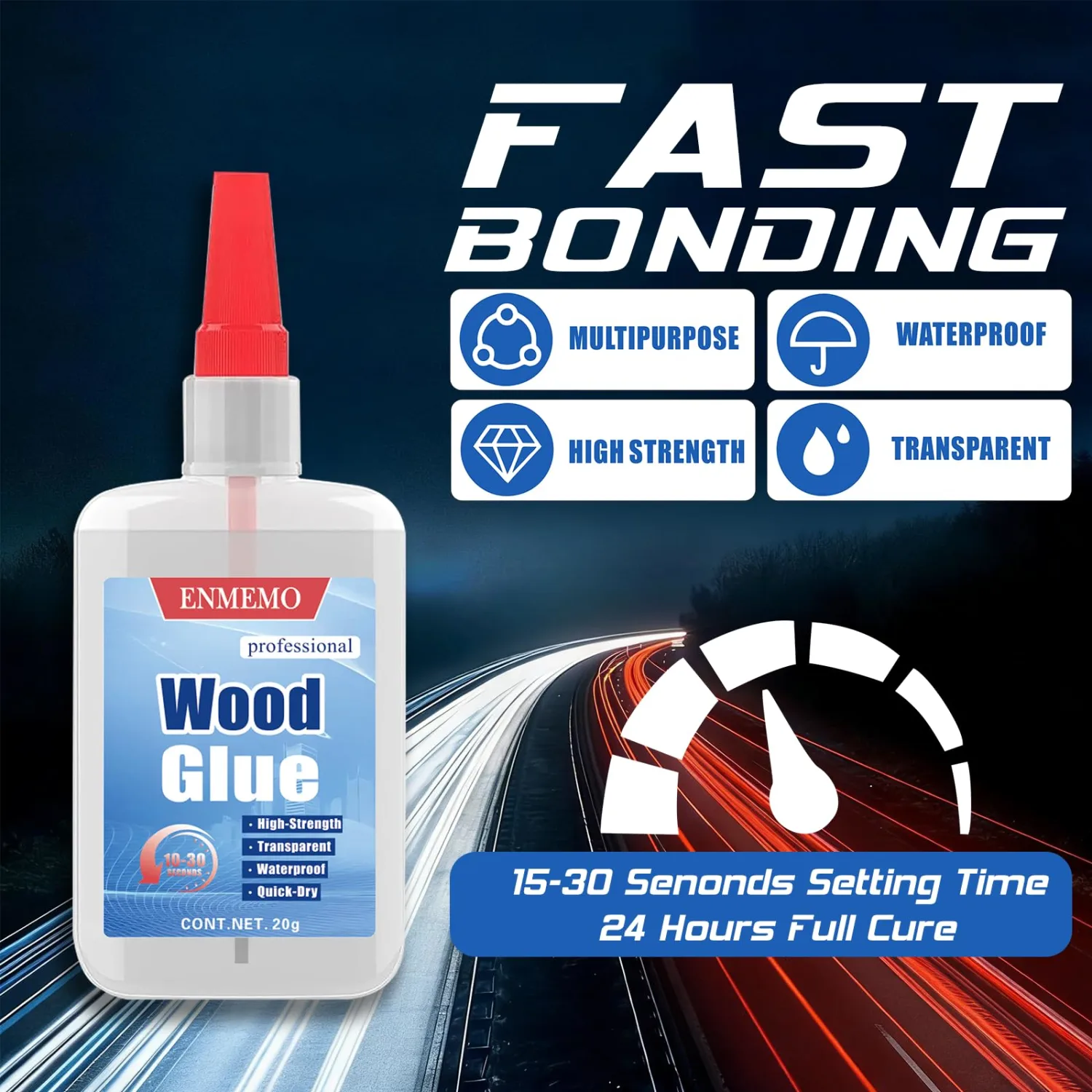 (2-in-1) Thick Wood Glue with Brush Applicator & Nozzle,Instant Glue Bonding Between Woods,Wood and Other Materials,Wood Crafts Repair Woodworking,Waterproof Clear