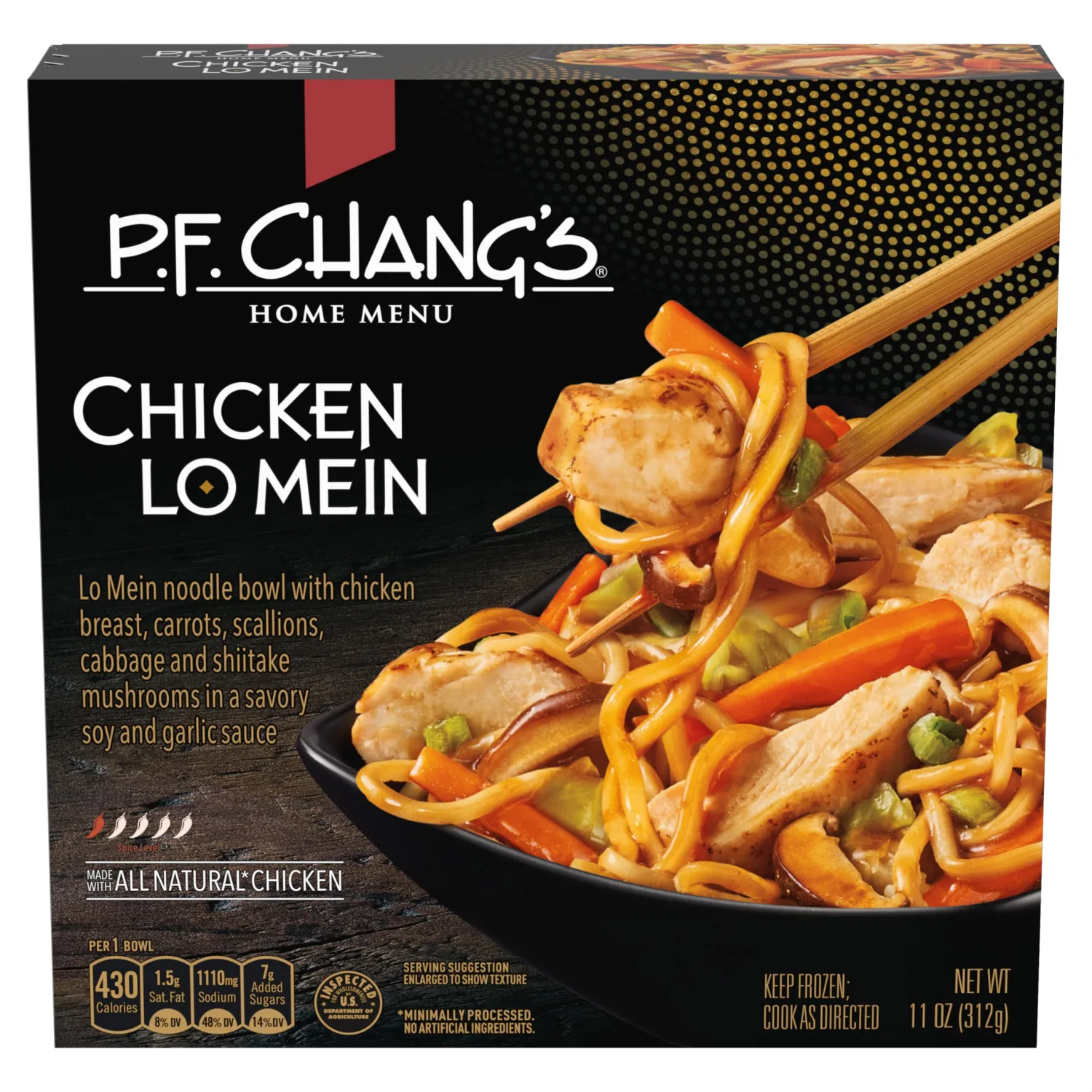 P.F. Chang's Home Menu Chicken Lo Mein Noodle Bowl, Frozen Meal, 11 OZ