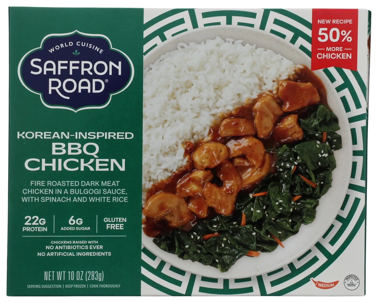 SAFFRON ROAD Korean Fire-Roasted Chicken with Spinach, 10 OZ