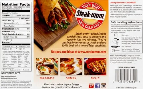 Steak-Umm, Sliced Steaks, Frozen, 9 oz