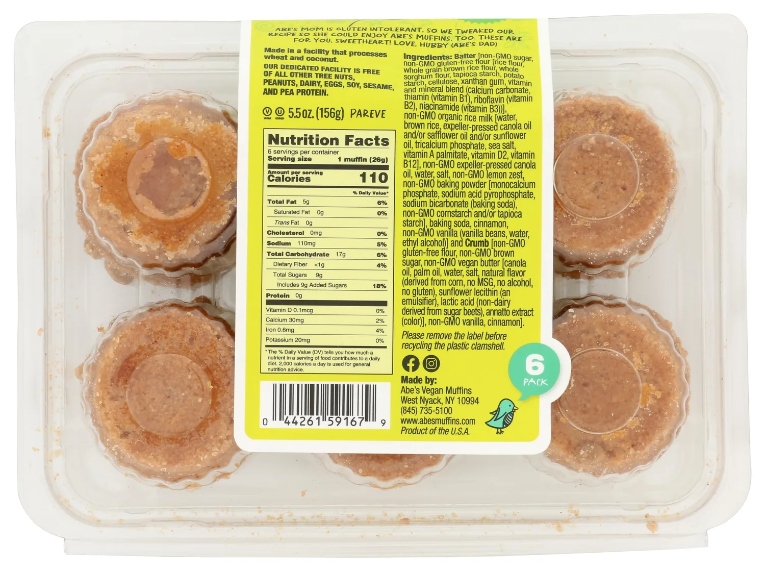 Abe's Mom's Gluten Free & Vegan Cake Mini Muffins, Coffee, 5.3 Ounce
