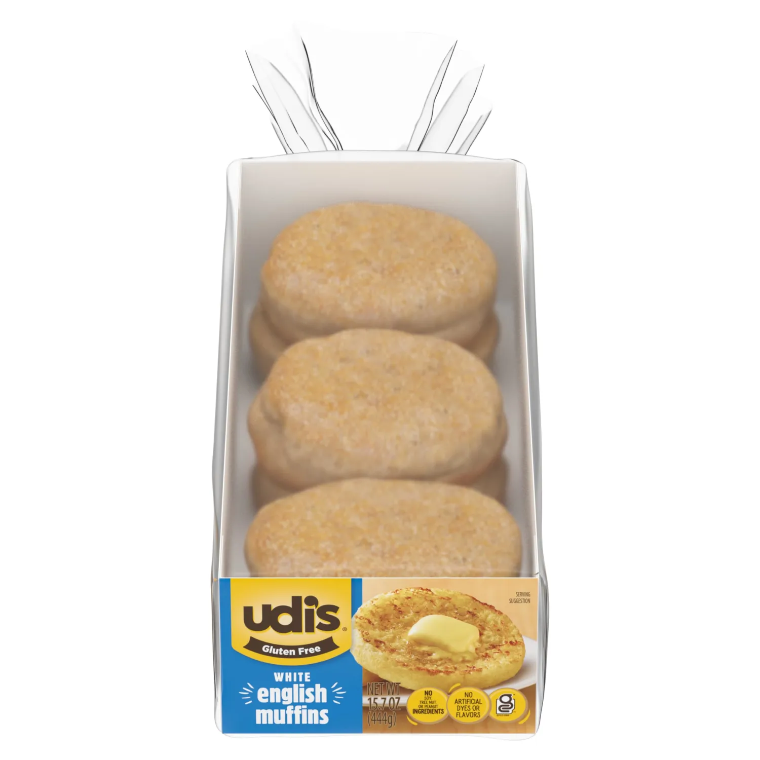 Udi's Gluten Free Soft & Delicious White English Muffins, Frozen, 15.07 oz. 6-Count
