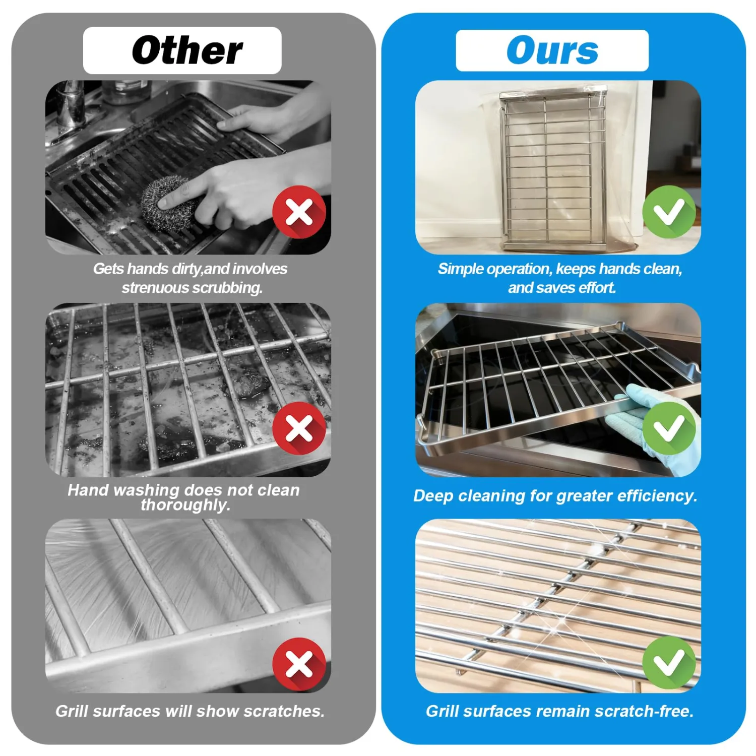 XANGNIER 3 Pack No Scrub Oven Rack Cleaning Bags 23.7*15.7 in,No Cleaner Included,Simple to Use,No Messy Hands Reusable Leakproof Soaking Cleaner Bags for Removable Metal Rack,BBQ Grills,Grill Grate