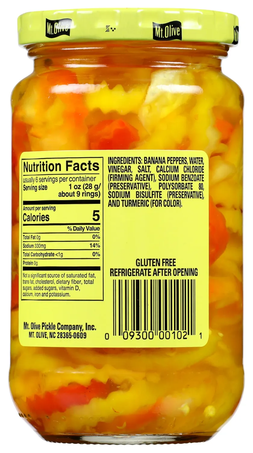MT. OLIVE Mild Banana Pepper Rings Jar, 12 oz