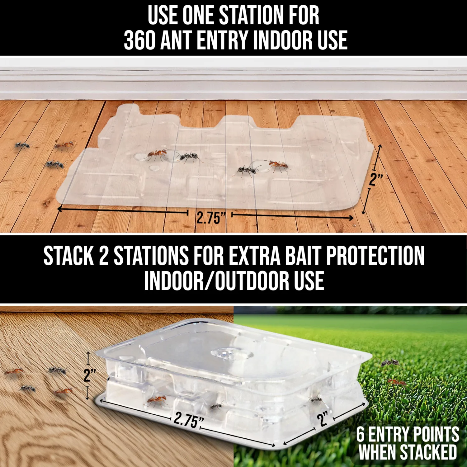 Catchmaster DEFIANT Reusable Ant Traps Indoor Refill (16 Pack) – Effective Liquid Ant Killer – Bait NOT Included – Stackable, Multi-Surface, No Mess, Discreet Bait Stations for Pest Control