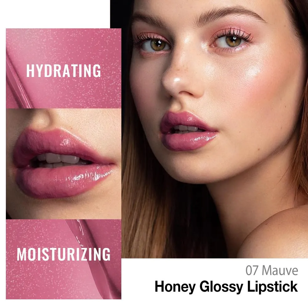 evpct Mauve Honey Lipstick Tinted Lip Balm, Sheer Hydrating Shine Tinted Lipstick for Women, Moisturizing Lip Color, Nourishing Tinted Lip Balm Plumper Gloss Stain, Glossy Shiny Finish, 07 Mauve
