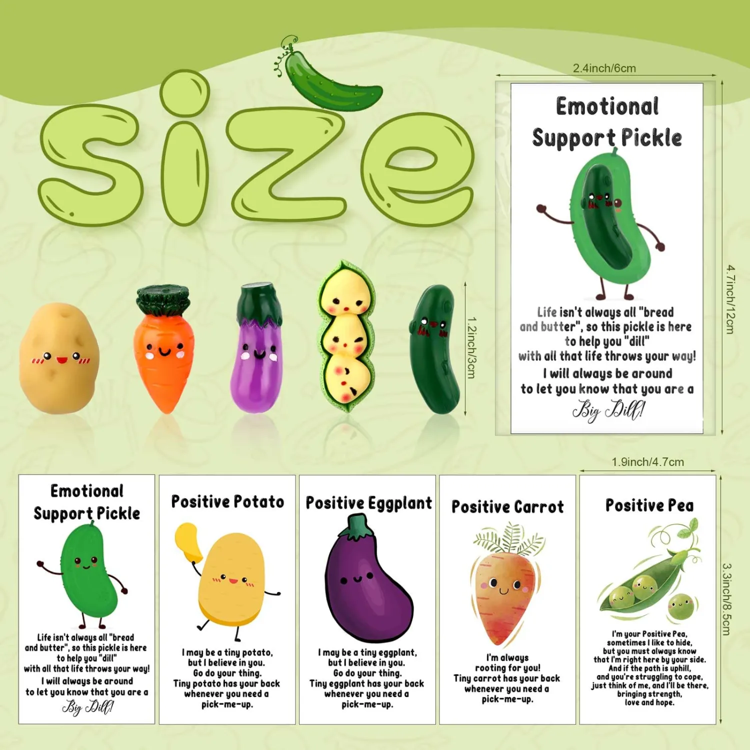 30 Sets Employee Appreciation Gift Bulk Positive Inspirational Potatoes Pickle Resin Vegetables with Encouragement Card Motivational Positive Gift for Coworker Staff Team Teacher