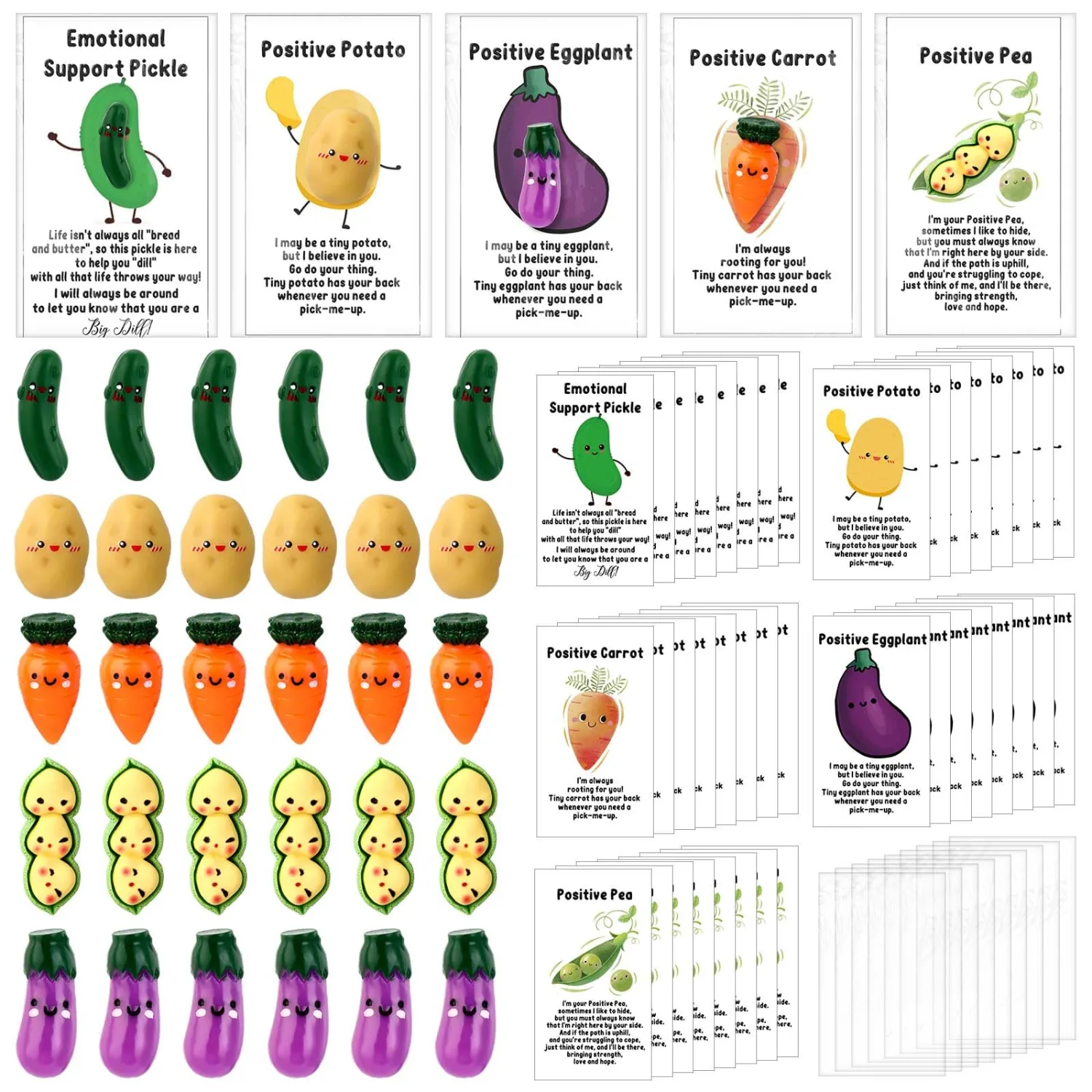 30 Sets Employee Appreciation Gift Bulk Positive Inspirational Potatoes Pickle Resin Vegetables with Encouragement Card Motivational Positive Gift for Coworker Staff Team Teacher