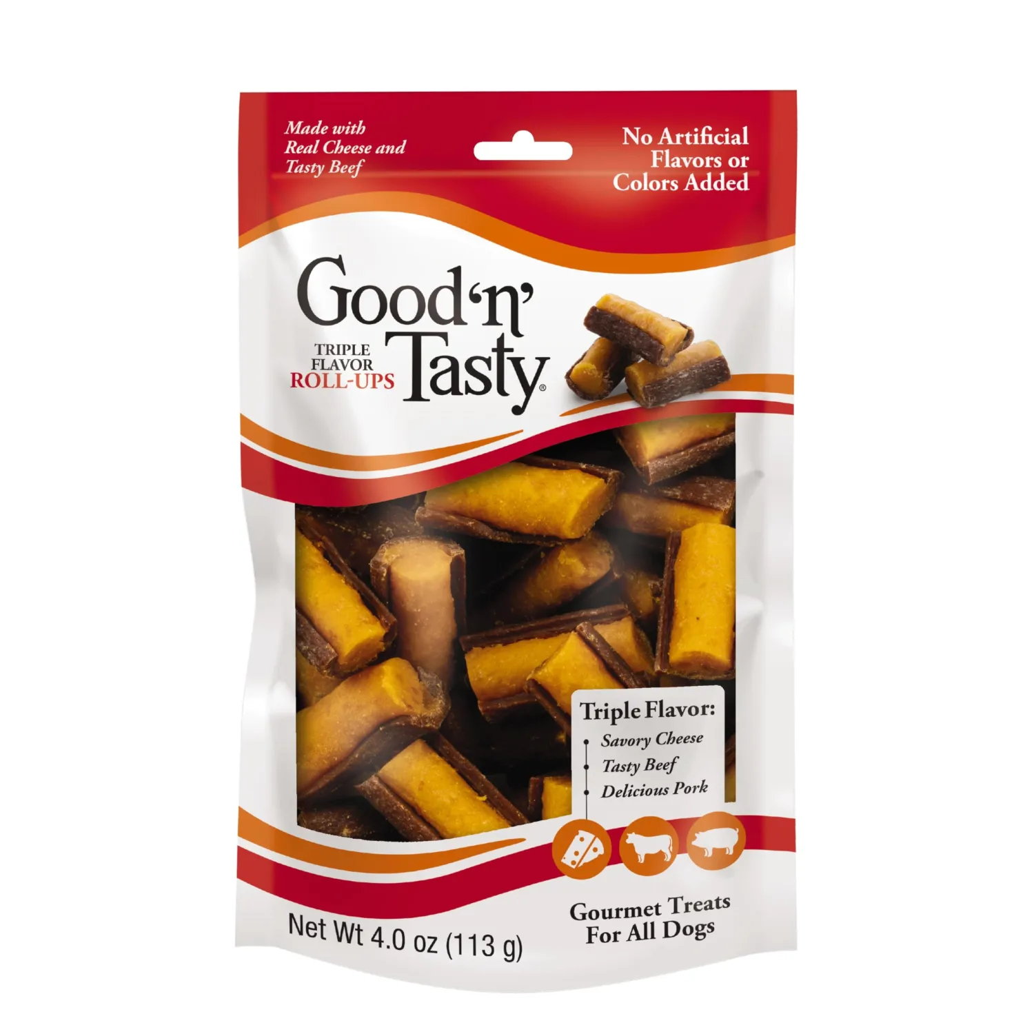 Good'n'Fun Good 'n' Tasty Triple Flavor Roll Ups 4 Oz Cheese, Beef, Pork