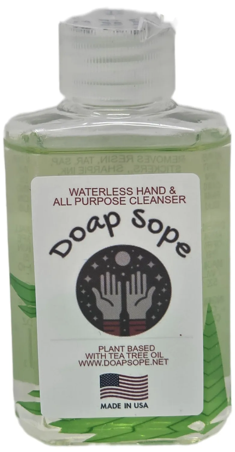 It's not SOAP (Dope Soap) Plant-Based, Hand/Multi-Purpose Cleanser with Tea Tree Oil and NO ALCOHOL. Hand cleanser/Industrial degreaser. Resin, Tar, Sap, Soot, Ink, Stain etc.