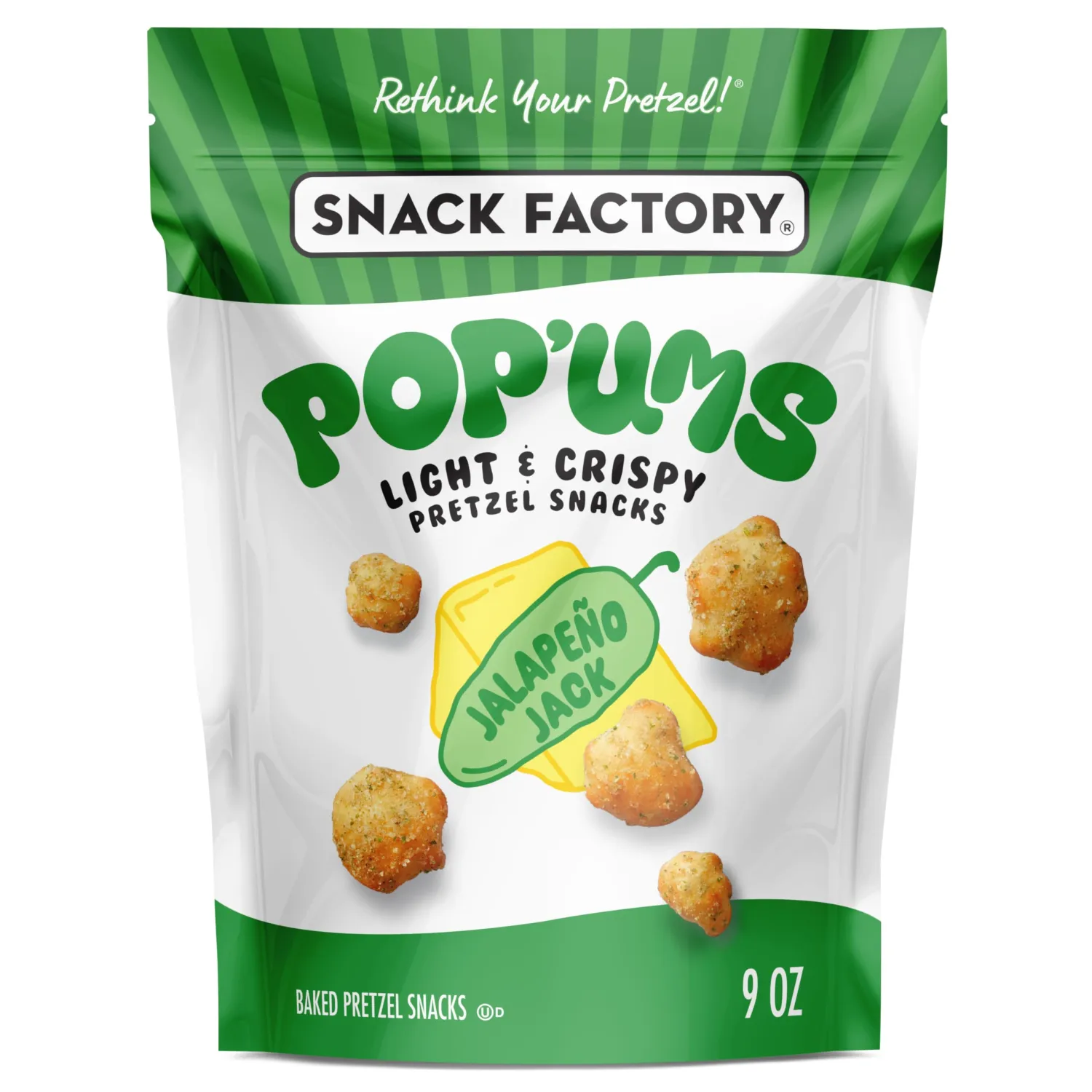 Snack Factory Pop'ums Jalapeno Jack Pretzel Snacks, 9 Oz Bag