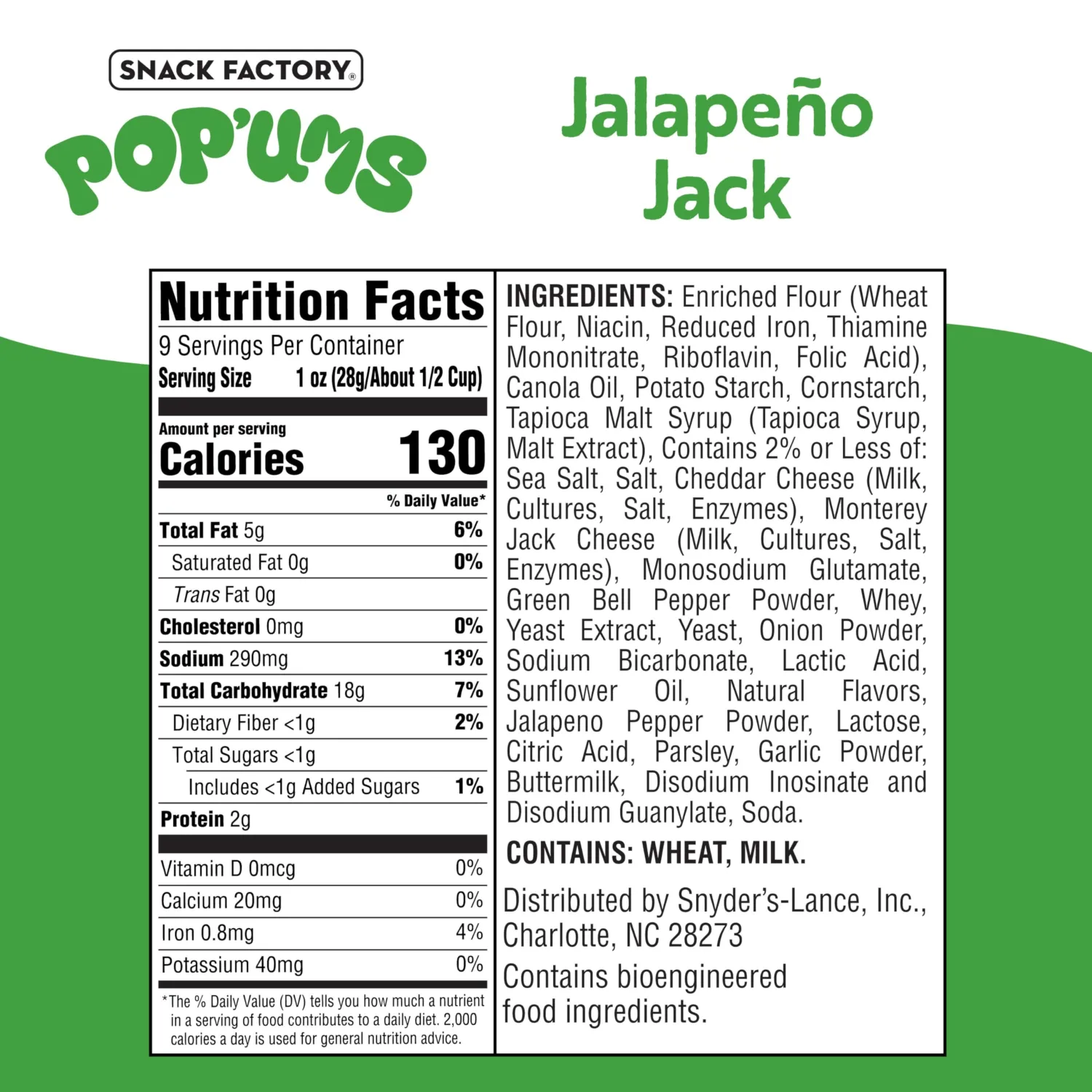 Snack Factory Pop'ums Jalapeno Jack Pretzel Snacks, 9 Oz Bag