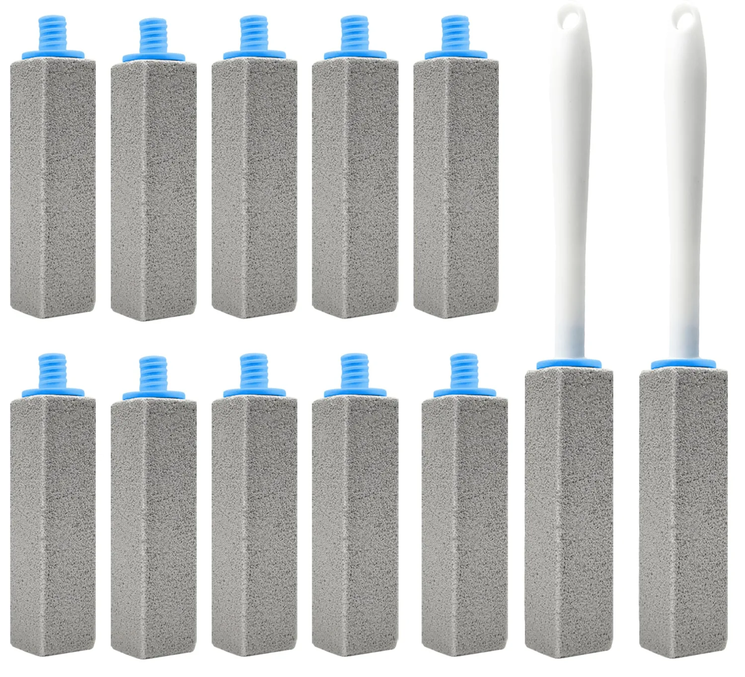 10 Pack Toilet Pumice Stone with Extra Long Handle, Pumice Stone for Toilet Cleaning, Toilet Bowl Cleaner, Removing Hard Water for Toilet, Sink, Tile and Pool, 2 Wands+10 Stones