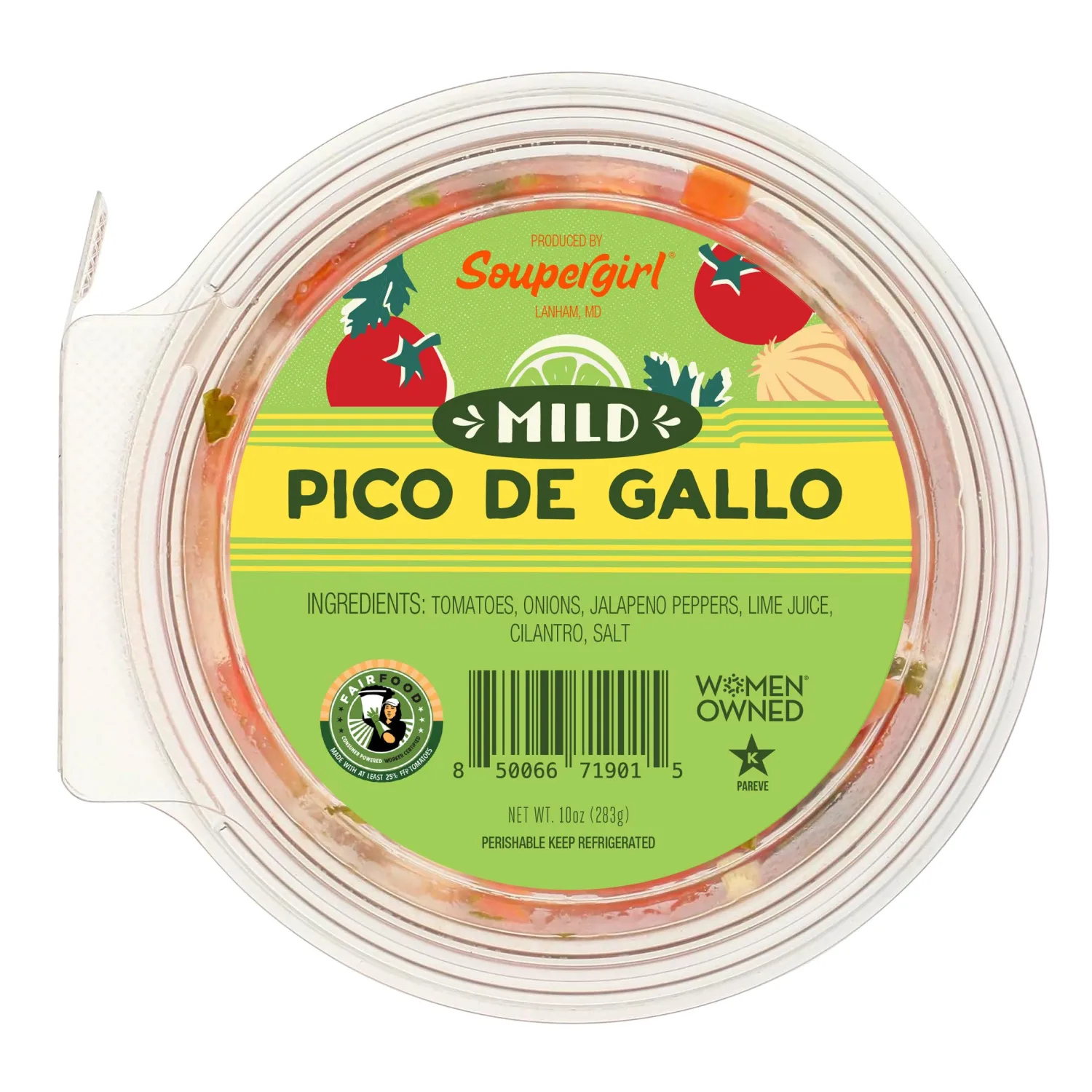Soupergirl Pico de Gallo Mild Salsa | Fresh Chunky Salsa | Kosher, Preservative-Free, Women-Owned, Fair Food Certified, 10oz