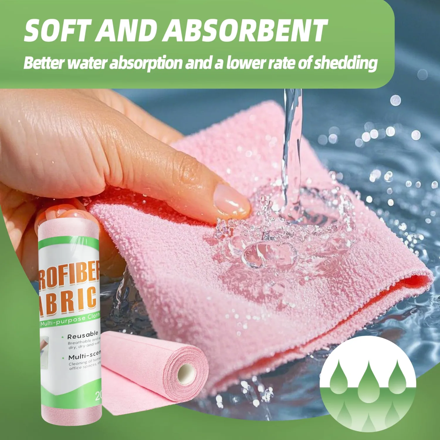 Microfiber Cleaning Cloth, Reusable Paper Towels,Cleaning Cloth Roll, Washable, Scratch Free, Lint Free, Cleaning Rags for Kitchen, Bathroom, Car wash, 20Pack, 9.8" x 9.8"