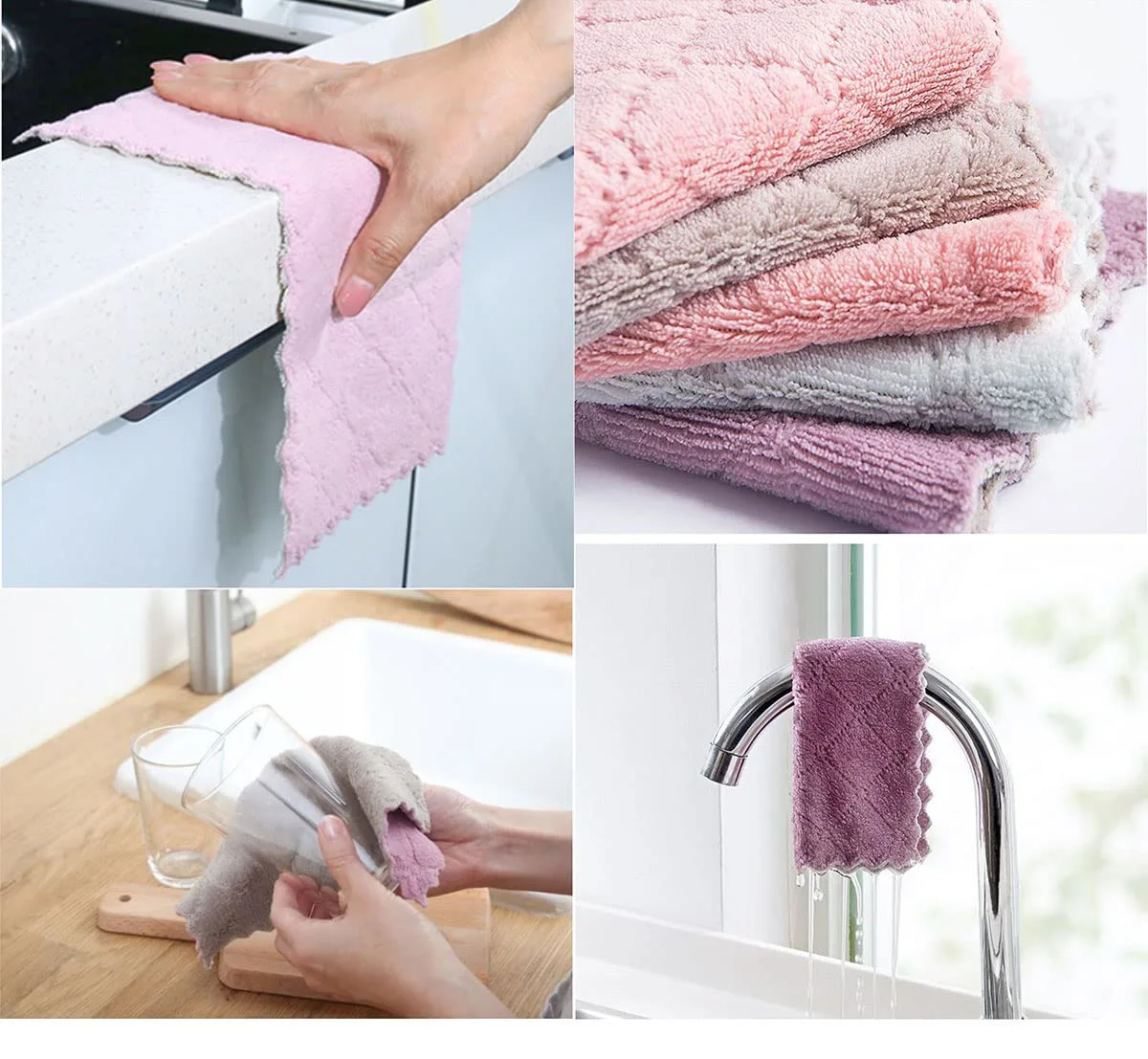 10 Pack Kitchen Cloth, Microfiber Dish Towels Washcloths, Super Absorbent Coral Velvet Dishtowels, Premium Cleaning Cloths,Non-Stick Oil Quick Dry DishTowels, Soft Tea Towels, Table Cleaning Cloths.
