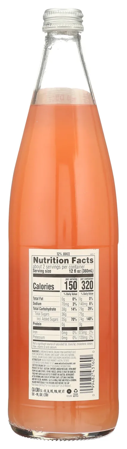 365 by Whole Foods Market, Organic Pink Grapefruit Italian Soda, 25.4 FZ