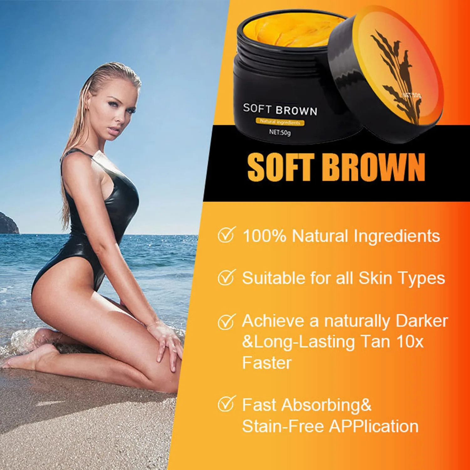 2PCS Luxury Intensive Tanning Gel, Soft Brown Intensive Tanning LuxeGel Natural TanningAccelerator Cream Gel for Outdoor Sun, Achieve Natural Tan Skin