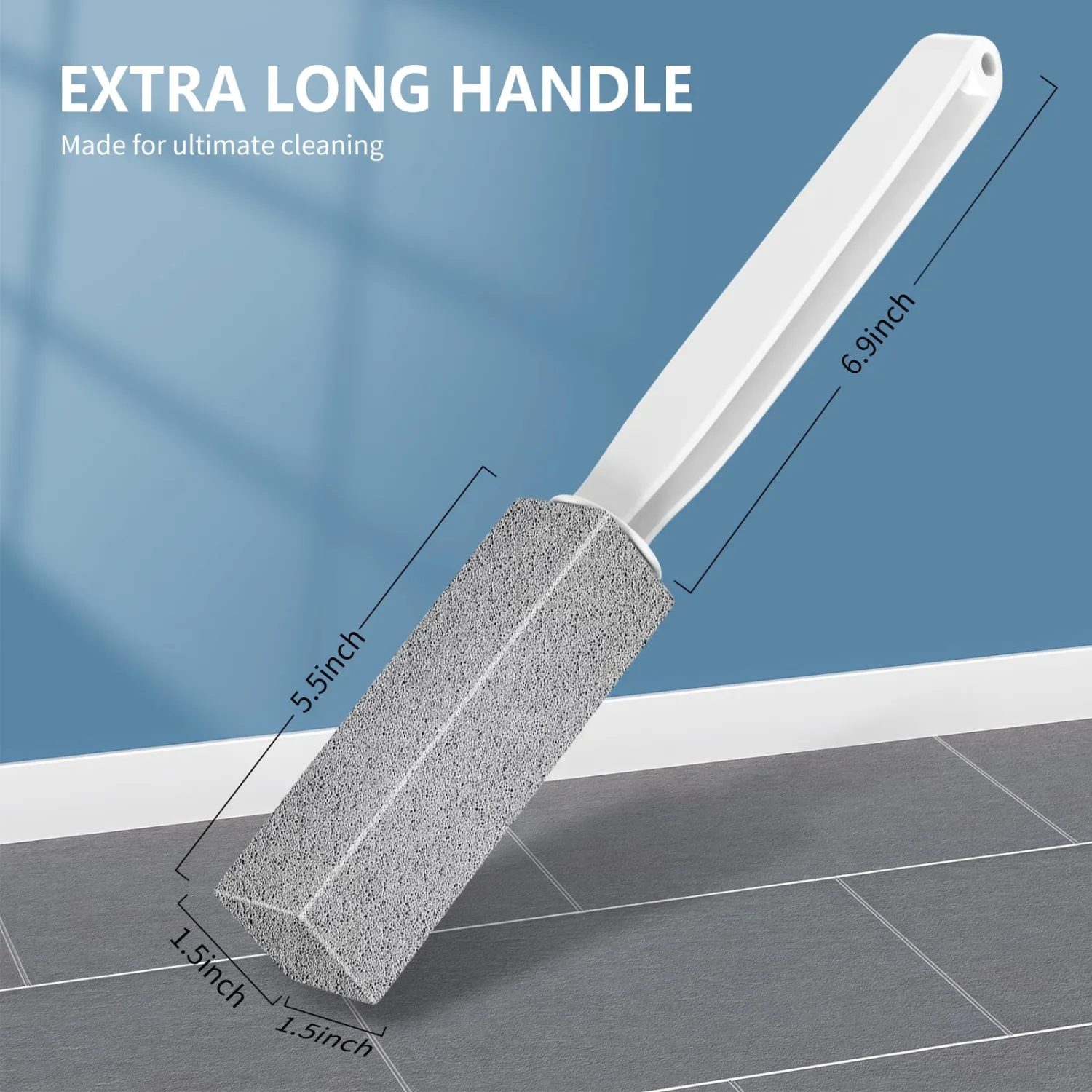 Toilet Bowl Cleaner Pumice Stone -Hard Water Stain Remover, Powerfully Removes Toilet Bowl Rings,Rust &Lime,Ideal for Toilet Brush/BBQ Grills/Sink/Pool/Bathroom【2Pack】 (Extra Long Handle)