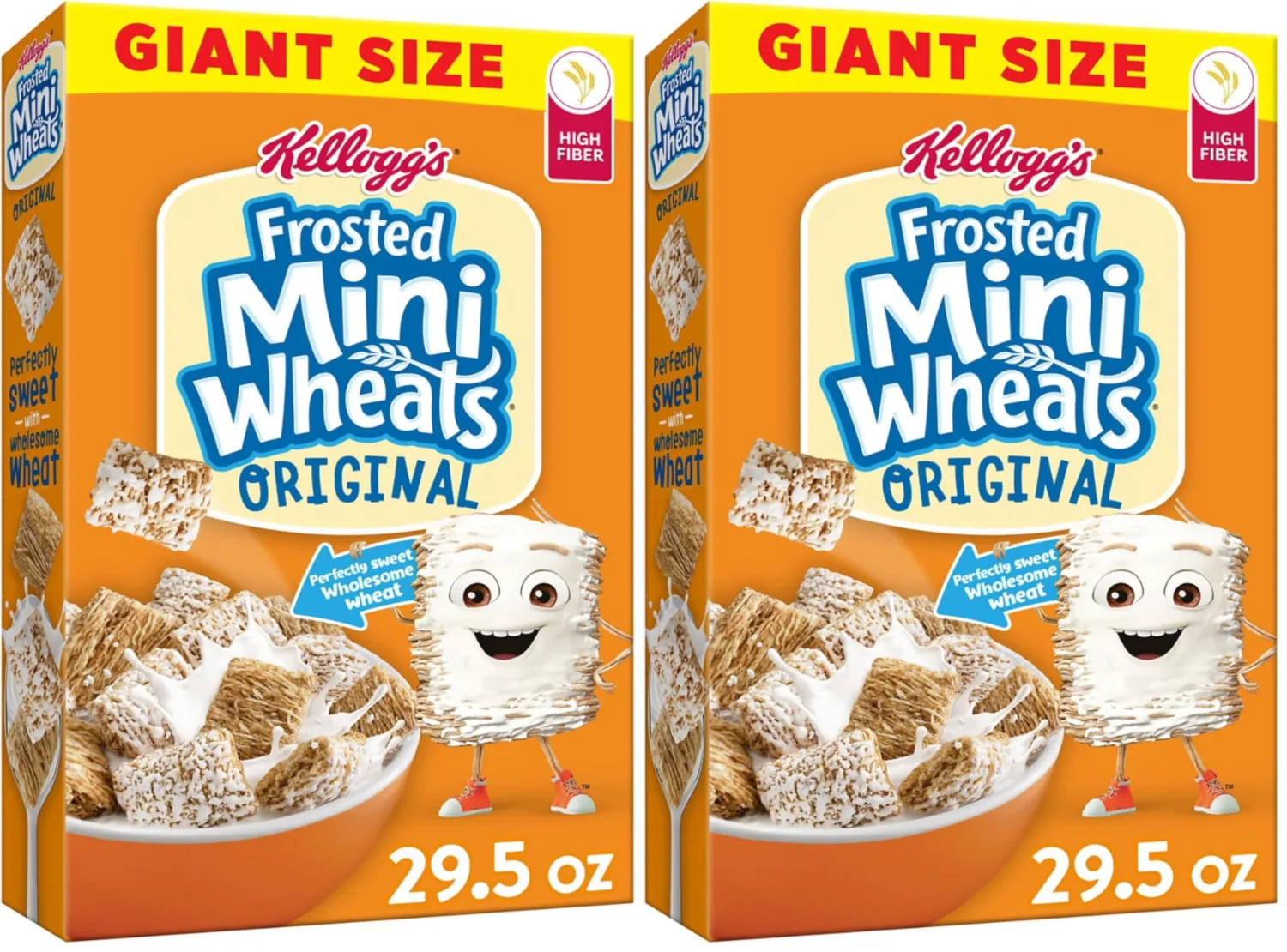Kellogg’s Frosted Mini-Wheats Breakfast Cereal,High Fiber,48g Whole Grain,Giant Size,29.5 oz,(Pack of 2)