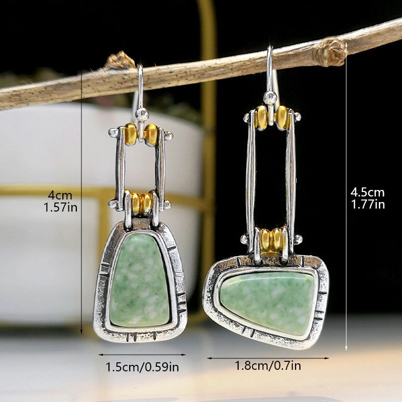 Enamel Retro Asymmetric Bag Shape Drop Earrings