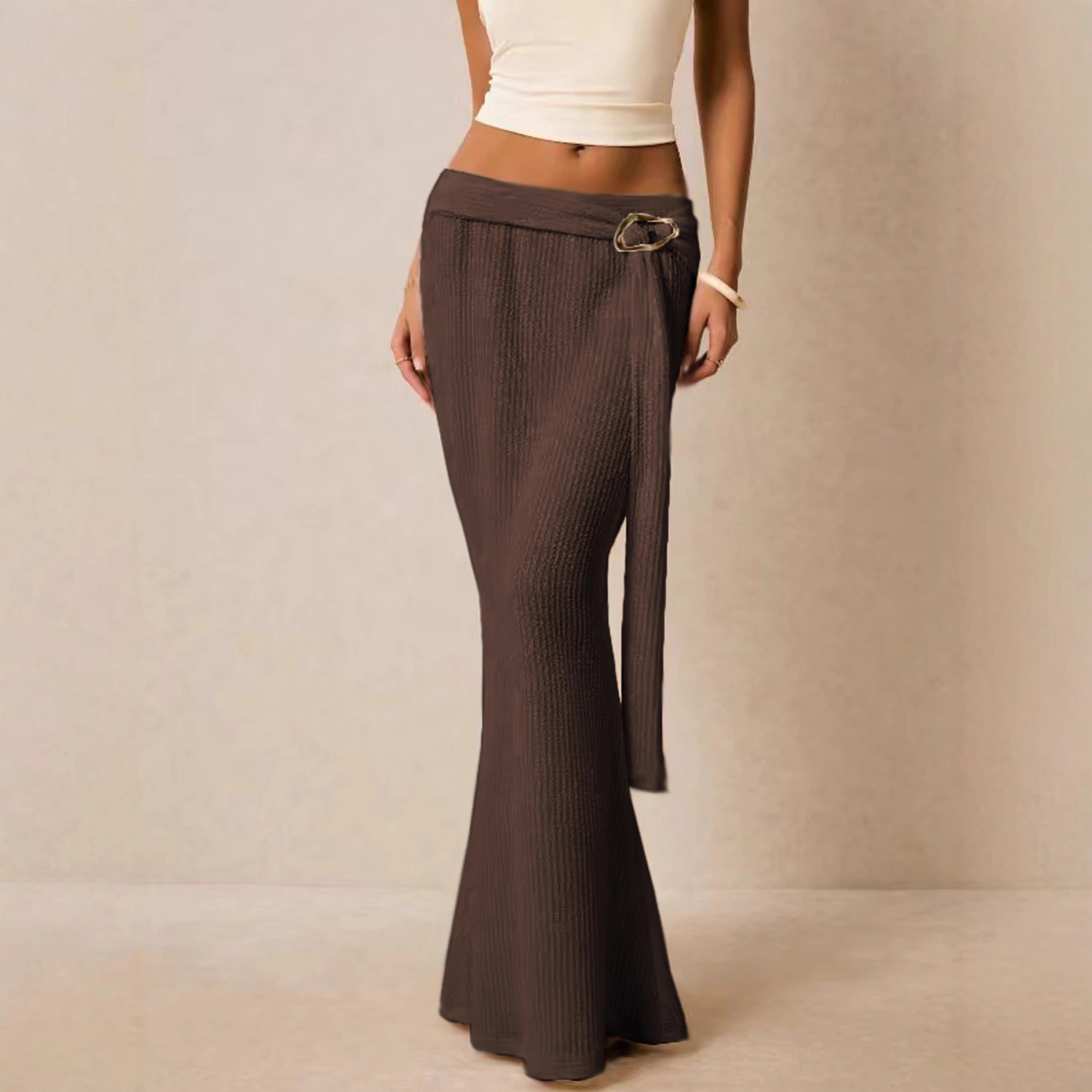 Metal-accented Figure-hugging Sheath Dress