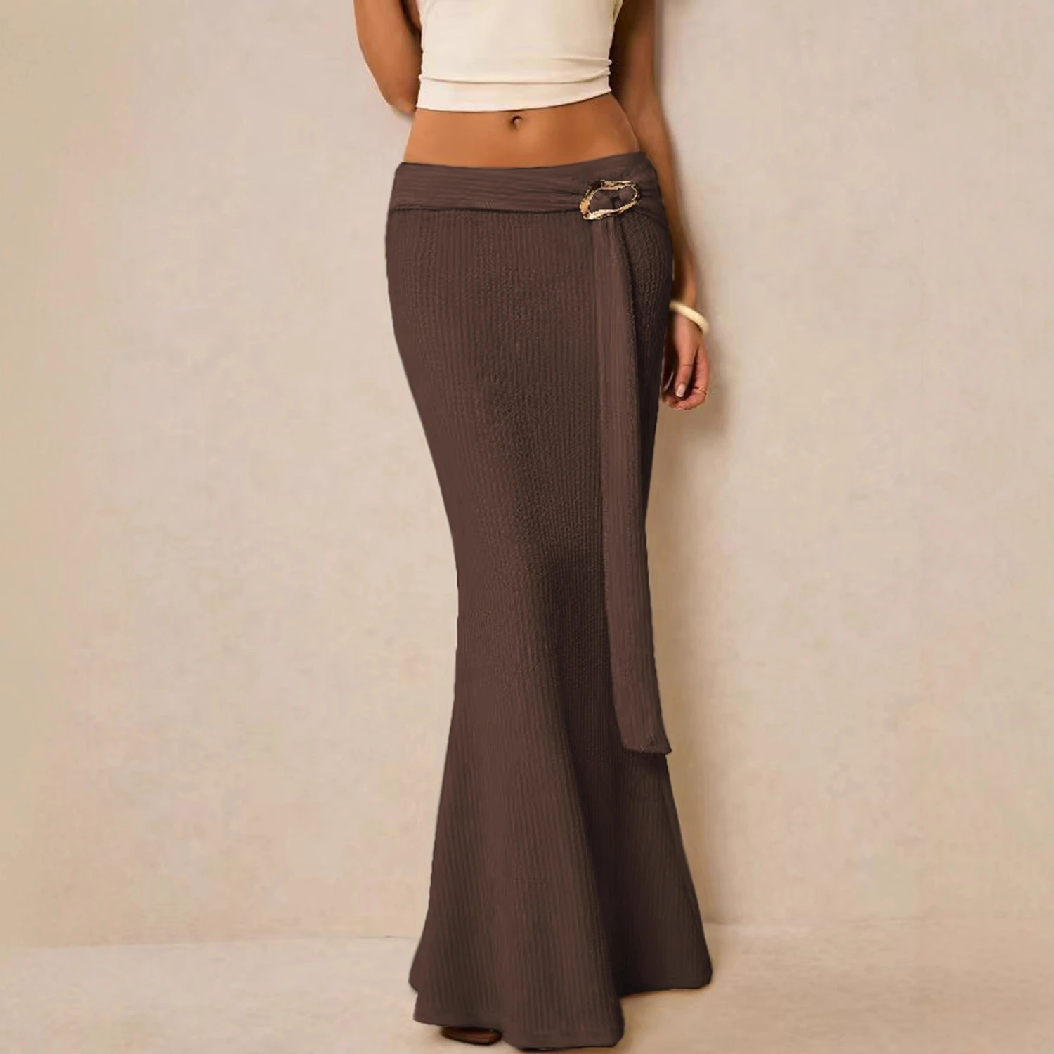 Metal-accented Figure-hugging Sheath Dress