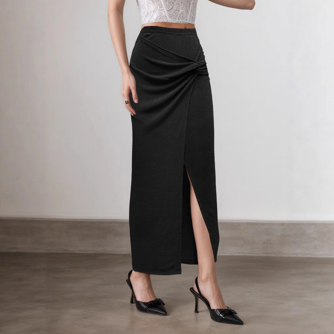 Fashionable Slim-fit Twisted Midi Skirt