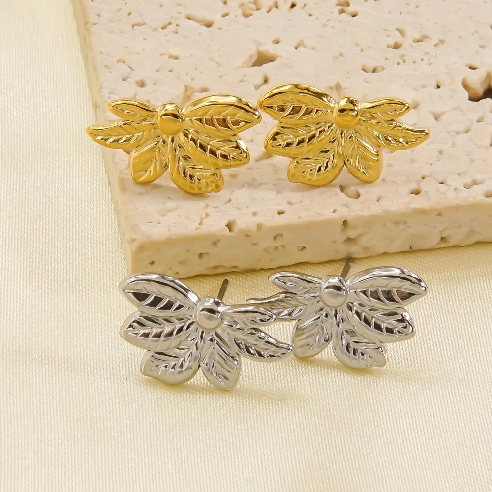 Minimalist Leaf-shaped Instagram-style Light Luxury Petite Stainless Steel Earrings