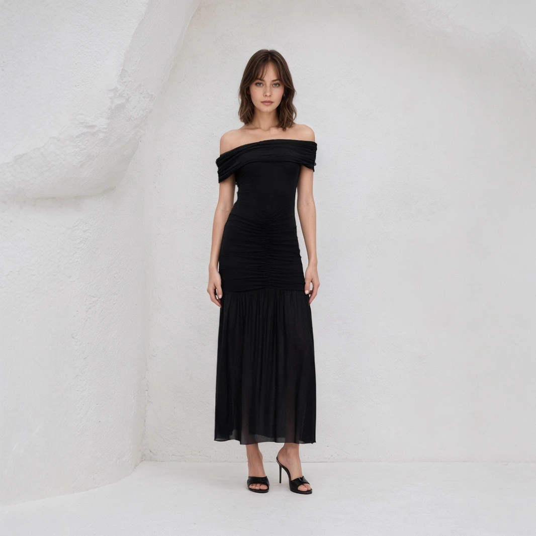 Summer New Patchwork Mesh Long Dress