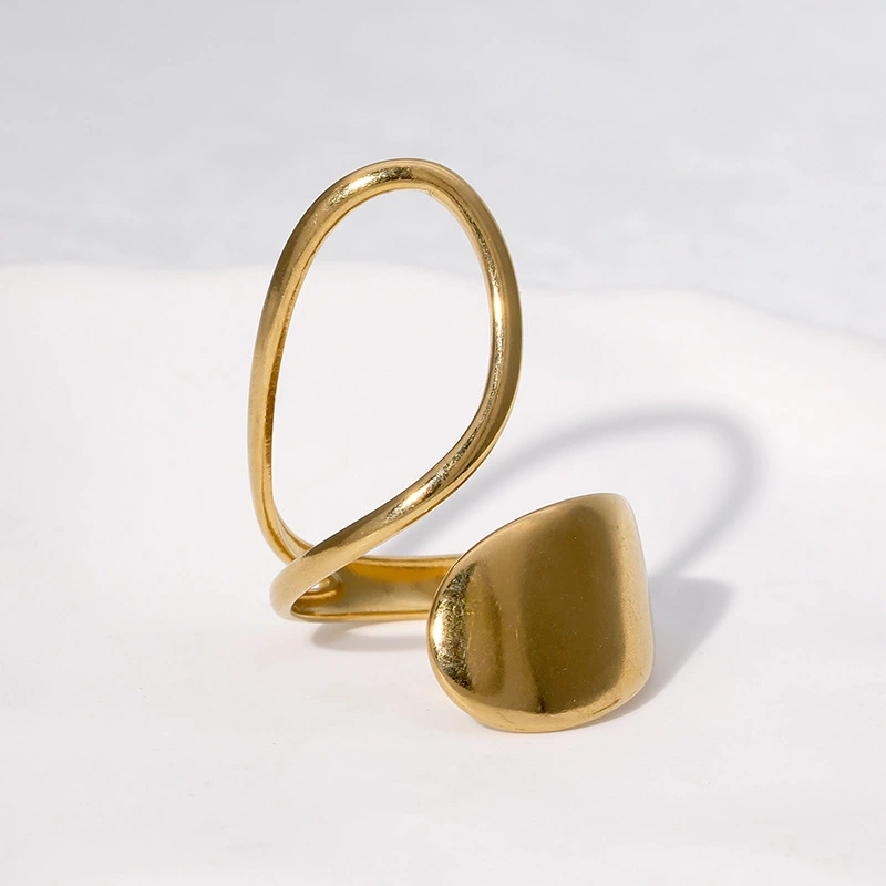 Irregular Jewelry 18K Gold-Plated Titanium Steel Ring