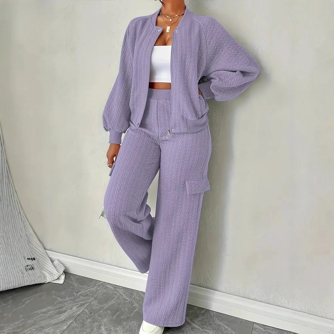 Stylish Casual Knit Hoodie And Pants Two-piece Set