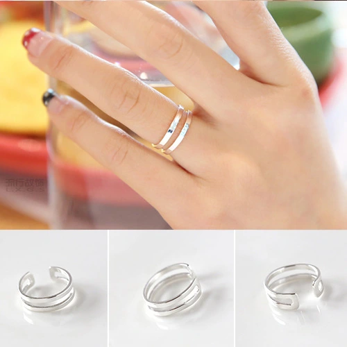 Womens Double-Layer Personalized Sterling Silver Ring