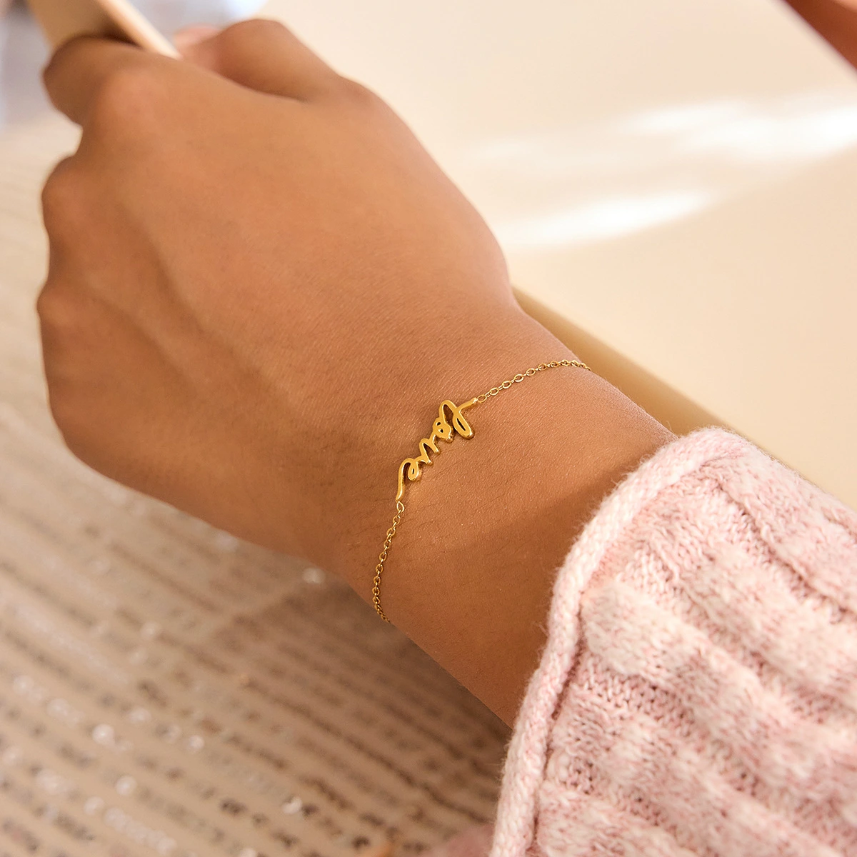 Stainless Steel LOVE Letter Bracelet For Women Light Luxury With A High-End Vibe