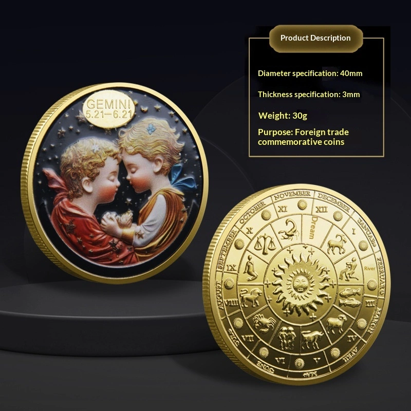 Zodiac Commemorative Coins Foreign Trade Metal Colorful Commemorative Medals