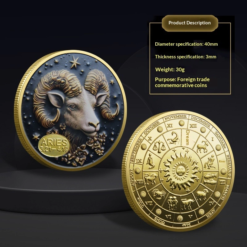 Zodiac Commemorative Coins Foreign Trade Metal Colorful Commemorative Medals