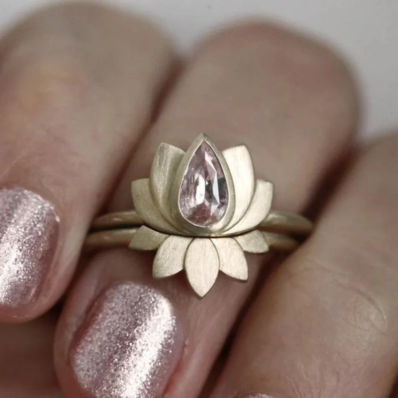 Retro Creative Design Niche Lotus Flower Ring