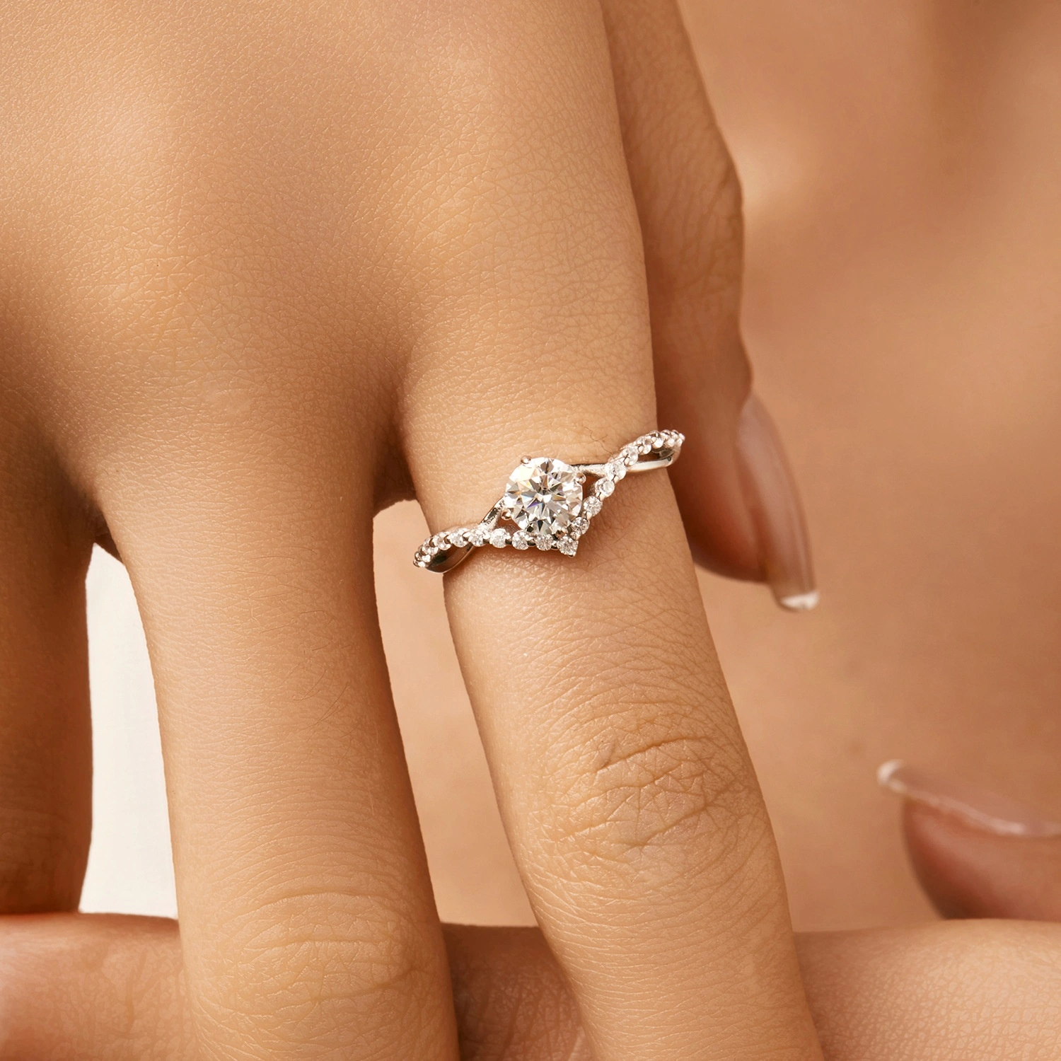 Moissanite Sterling Silver Crown Couple's Ring