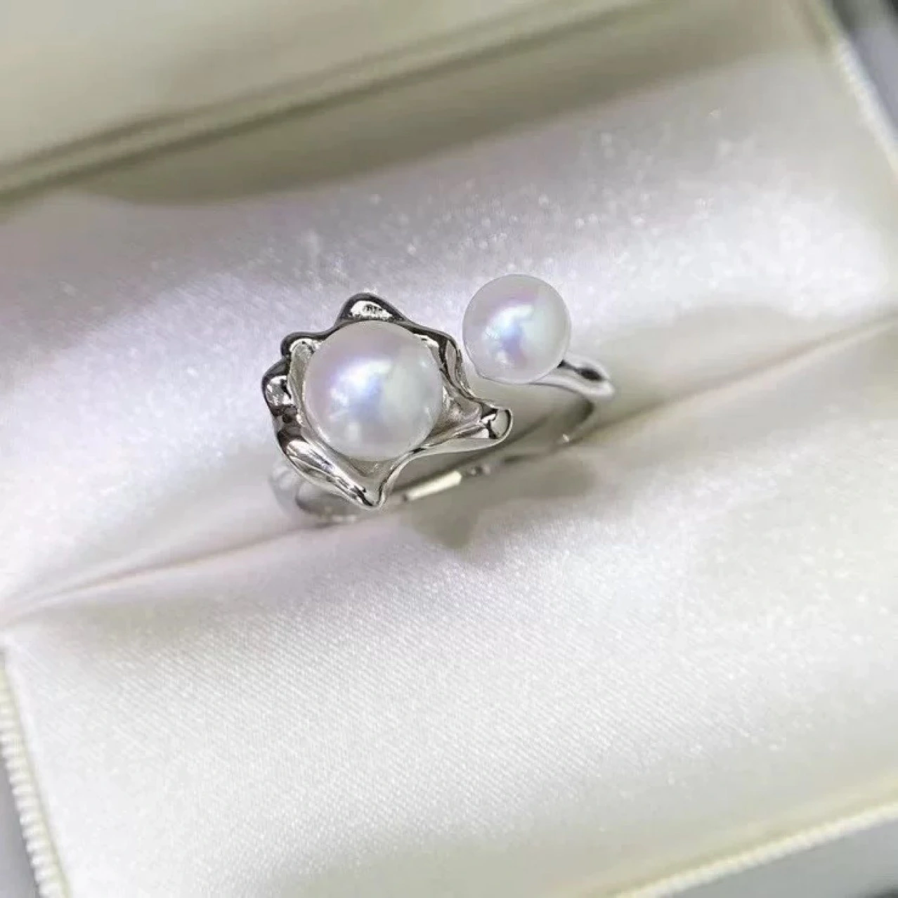 Double-pearl Natural Freshwater Pearl Ring For Women