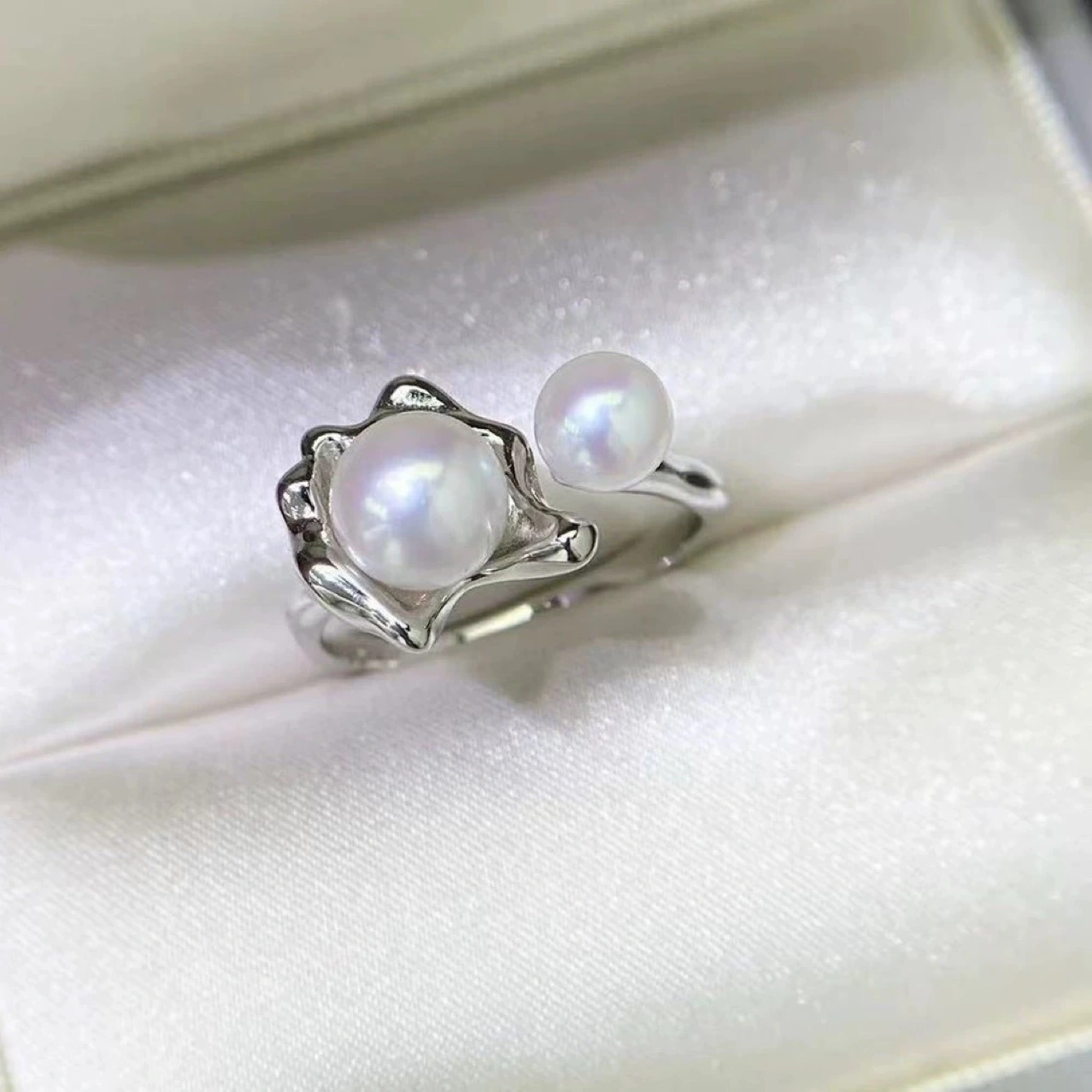 Double-pearl Natural Freshwater Pearl Ring For Women