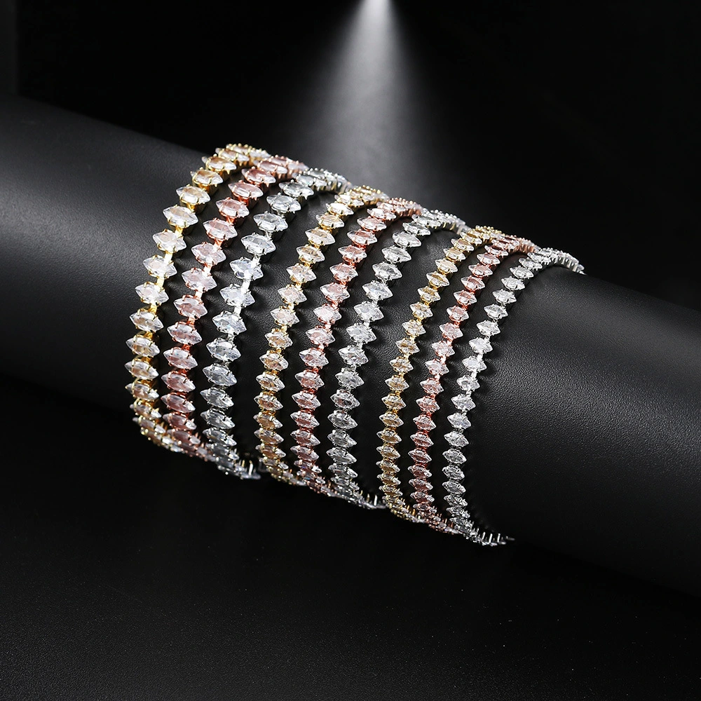 Geometric Full Diamond Tennis Bracelet For Women
