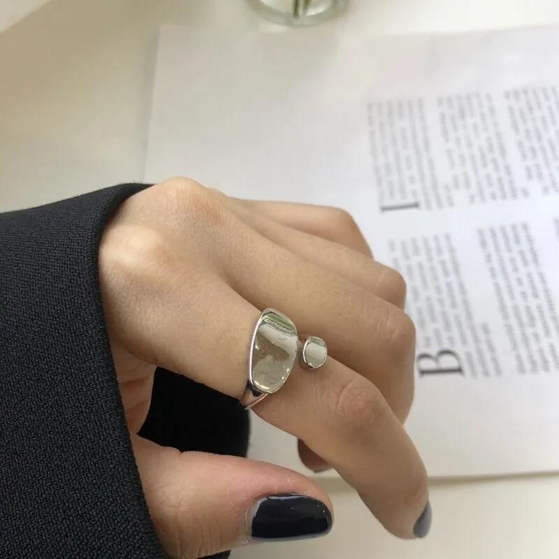 French And European-style Fashion Geometric Irregular Ring Open Smooth-surface Ring