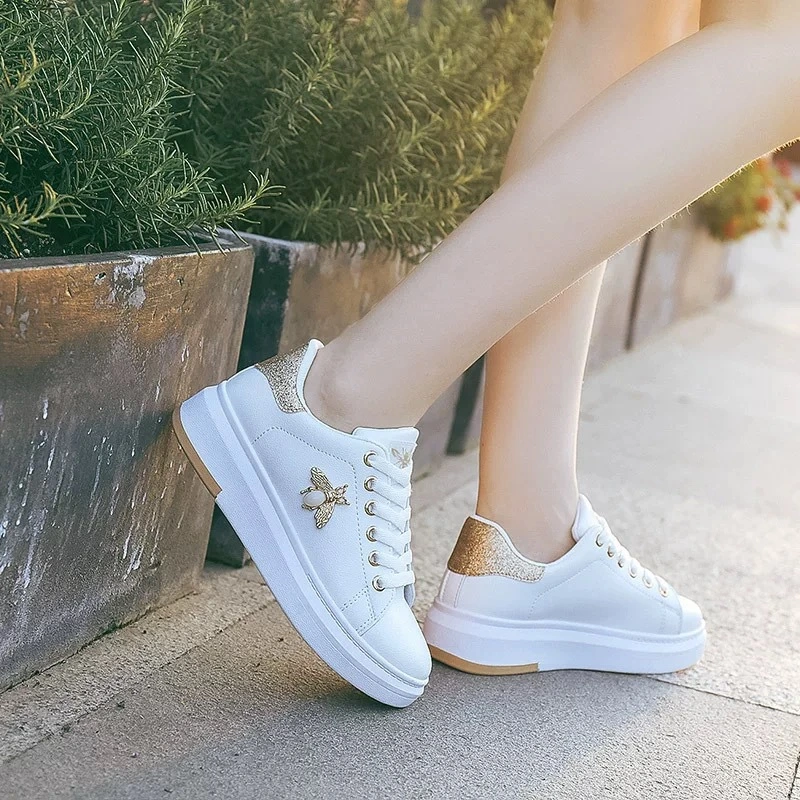 Womens Minimalist Versatile Platform Sneakers