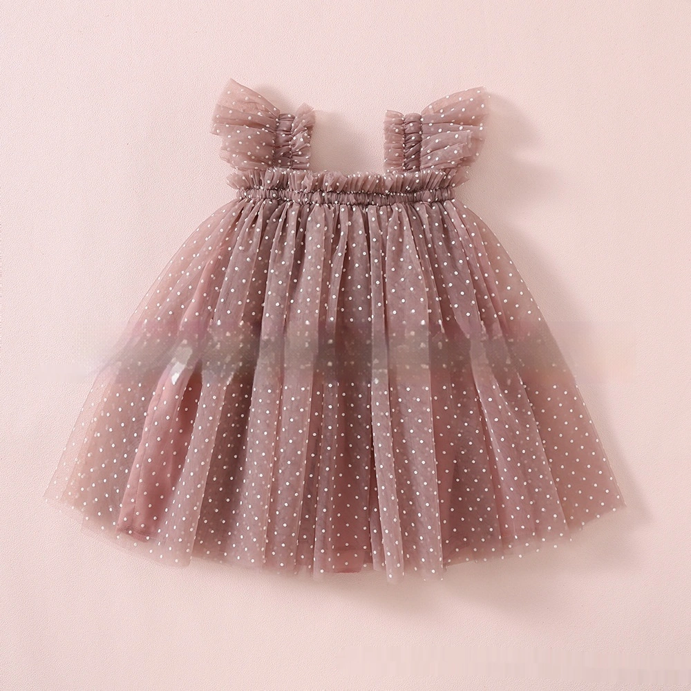 Girls Casual Polka-dot Tulle Party Dress