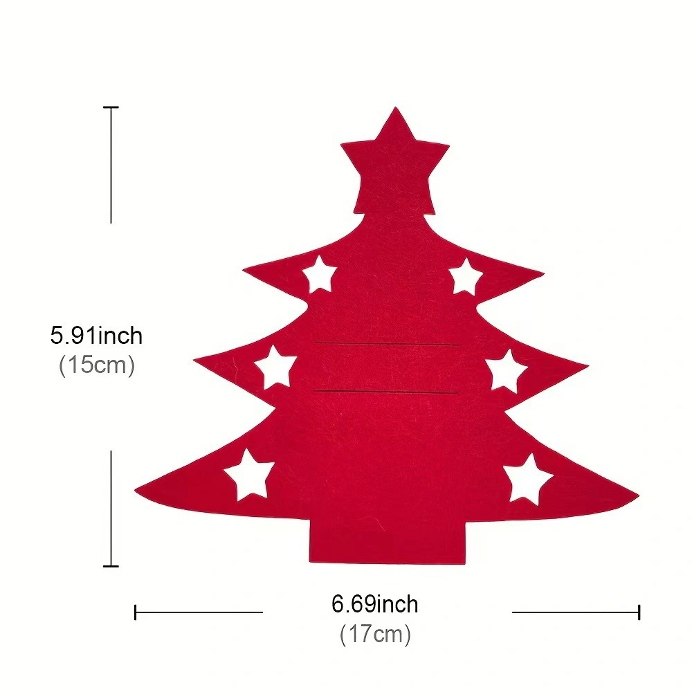 Simple Solid-Color Mini Felt Christmas Tree Cutlery Mat