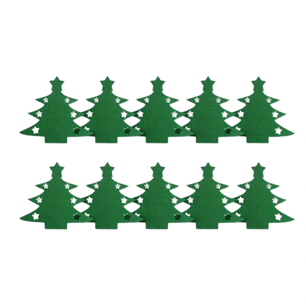 Simple Solid-Color Mini Felt Christmas Tree Cutlery Mat