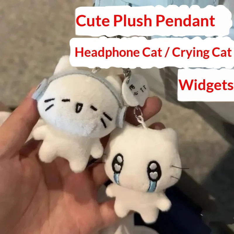 Cute New Cat Ear Headphones Plush Toy Cartoon-style Healing Plush Bag Charm